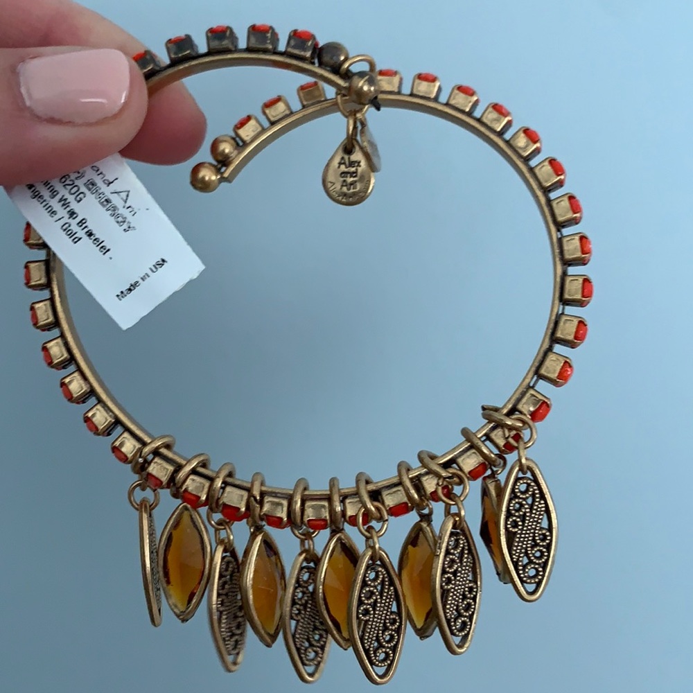 Alex and Ani the happening wrap tangerine and gold